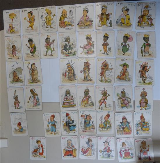 A Card Game Spin & Old Maid by De La Rue c1910 with non PC pictorial cards depicting Nations